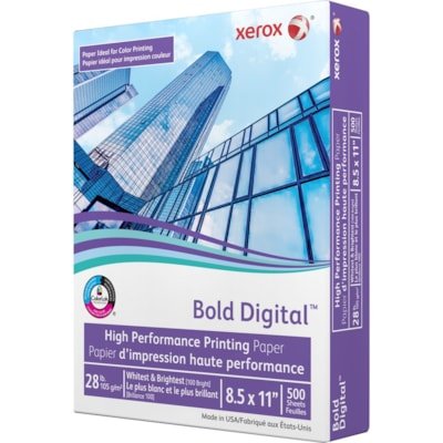 Xerox Bold Digital Printing Paper - White - 100 Brightness - Letter - 215.90 mm x 279.40 mm - 12700.59 g Basis Weight - Smooth - Sustainable Forestry Initiative (SFI) - Uncoated - White - 500 / Ream