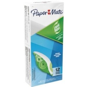 Paper Mate Dryline Grip Correction Tape - 5 mm Tape Width x 8.50 m Tape Length - 1 Line - Non-refillable  Break Resistant  Mess-free - Green - 12 / Pack