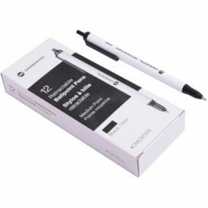 Grand and Toy Retractable Ballpoint Pens  Black  Medium 1.0 mm 12/BX - 1 mm Medium Round Pen Point - Retractable - Black Ink - White Barrel - 12 / Box